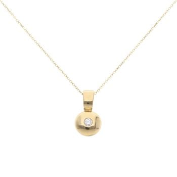 18ct Yellow Gold 0.15ct Brilliant Cut Diamond Solitaire Pendant and Chain 18"