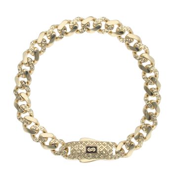 14ct Yellow Gold Monaco Classic Alternate Flex Lock Curb Bracelet 8.5"