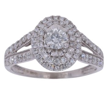 9ct White Gold 1.00ct Brilliant Cut Diamond Cluster Ring