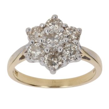 18ct Yellow Gold 1.50ct Brilliant Cut Diamond Cluster Ring