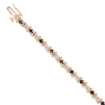 9ct Yellow and White Gold 0.07ct Diamond and Sapphire Bracelet 7.5"