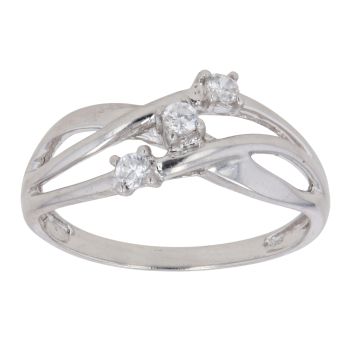 9ct White Gold Cubic Zirconia Three Stone Ring