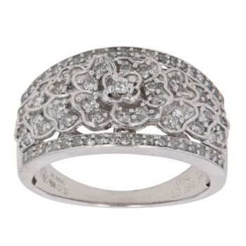 18ct White Gold 0.60ct Brilliant Cut Diamond Floral Ring