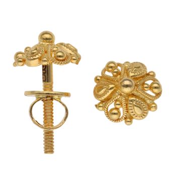 22ct Yellow Gold Floral Stud Earrings