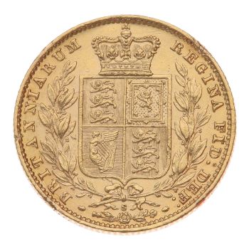 1879 Victoria Young Head Shield UK Full Sovereign Coin