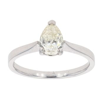 Palladium 0.75ct Pear Cut Diamond Solitaire Ring