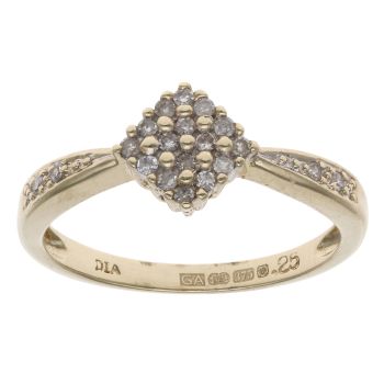 9ct Yellow Gold 0.25ct Brilliant Cut Diamond Cluster Ring