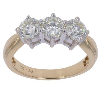 18ct Yellow Gold 1.50ct Brilliant Cut Diamond Trilogy Ring
