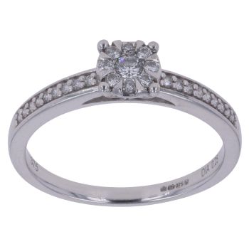9ct White Gold 0.25ct Brilliant Cut Diamond Cluster Ring