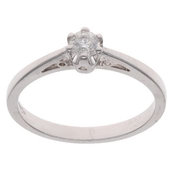 9ct White Gold 0.20ct Brilliant Cut Diamond Solitaire Ring