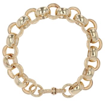 9ct Yellow Gold Patterned Belcher Bracelet 10"