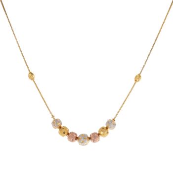 22ct Yellow White and Rose Gold Disco Bead Chain 14.5"