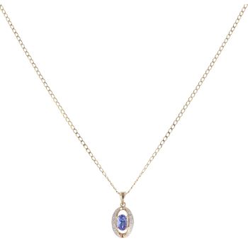 9ct Yellow Gold 0.05ct Diamond And Tanzanite Pendant And Chain 18"