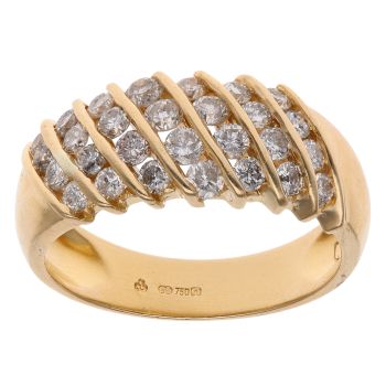18ct Yellow Gold 0.75ct Brilliant Cut Multi Row Fancy Ring