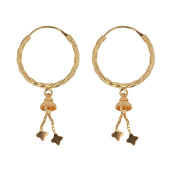 22ct Yellow Gold Tassel Dropper Hoop Earrings