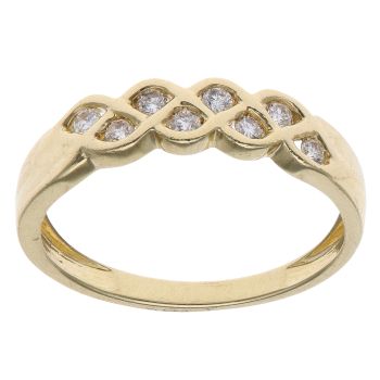 18ct Yellow Gold 0.15ct Diamond Two Row Fancy Ring
