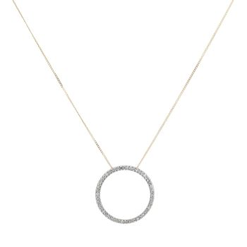 9ct Yellow Gold 0.25ct Diamond Open Circle Pendant and Chain 18"