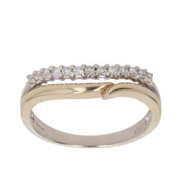9ct Yellow and White Gold 0.25ct Brilliant Cut Diamond Wishbone Ring