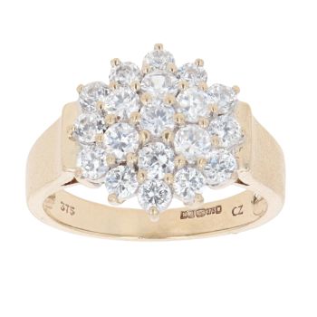 9ct Yellow Gold Cubic Zirconia Cluster Ring