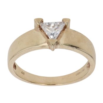 9ct Yellow Gold Cubic Zirconia Triangle Single Stone Ring