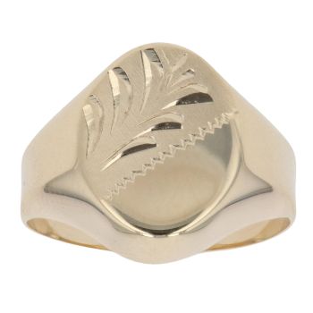14ct Yellow Gold Patterned Signet Ring