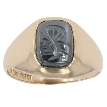 9ct Yellow Gold Hematite Centurion Signet Ring