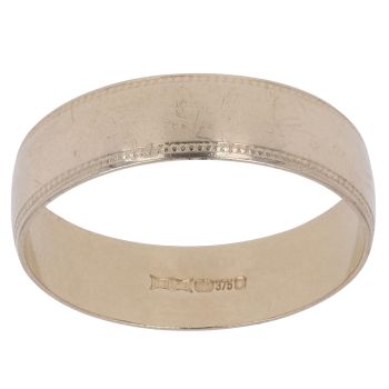 9ct Yellow Gold Patterned Wedding Band 5.89mm