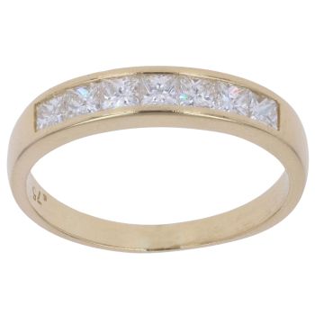 18ct Yellow Gold 0.75ct Princess Cut Diamond Half Eternity Ring