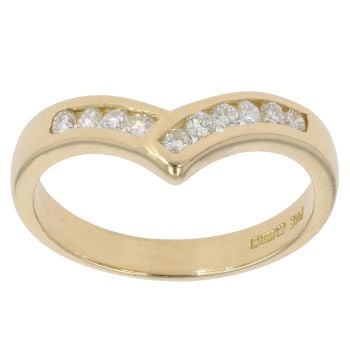 18ct Yellow Gold 0.20ct Brilliant Cut Diamond Wishbone Ring