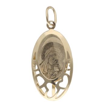 14ct Yellow Gold Our Lady Laser Image Heart Pendant