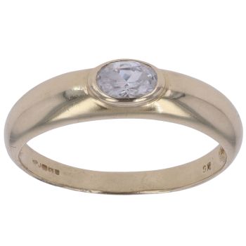 9ct Yellow Gold Cubic Zirconia Signet Ring