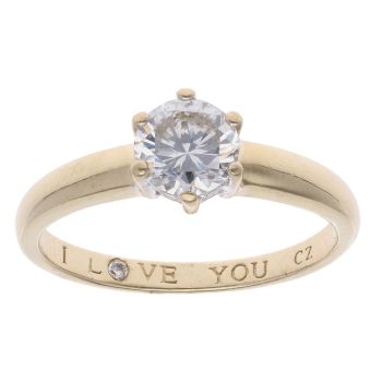 9ct Yellow Gold Cubic Zirconia Solitaire Ring