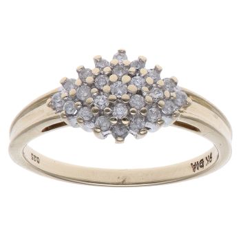 9ct Yellow Gold 0.25ct Brilliant Cut Diamond Cluster Ring