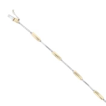 18ct Yellow And White Gold 0.15ct Brilliant Cut Diamond Bracelet 7.5"