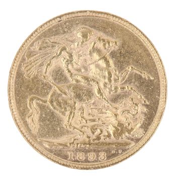 1893 Victoria Old Head UK Full Sovereign Coin