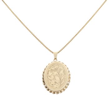 9ct Yellow Gold Patterned Locket And Chain 20"