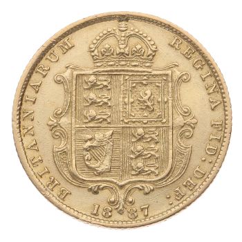 1887 Victoria Jubilee Head UK Half Sovereign Coin