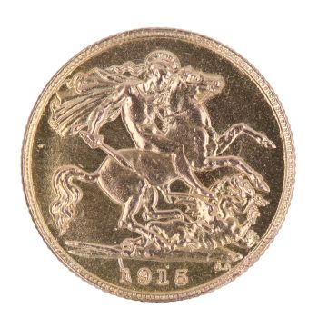 1915 George V Large Head UK Half Sovereign Coin