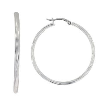 Silver Twisted Hoop Earrings By Icesia