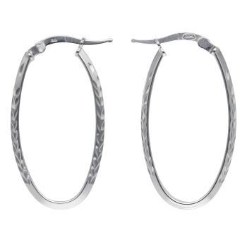 Silver Patterned Oval Hoop Earrings By Icesia