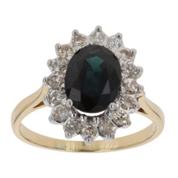 18ct Yellow Gold 0.50ct Diamond and Sapphire Cluster Ring