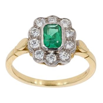 18ct Yellow Gold Emerald And Diamond Ring