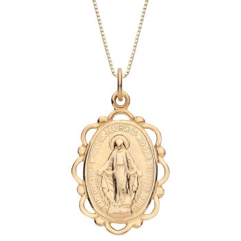 18ct Yellow ﻿Gold on Sterling Silver Madonna Filigree Pendant Necklace