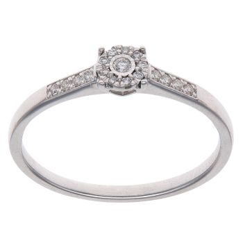9ct White Gold 0.10ct Brilliant Cut Diamond Cluster Ring