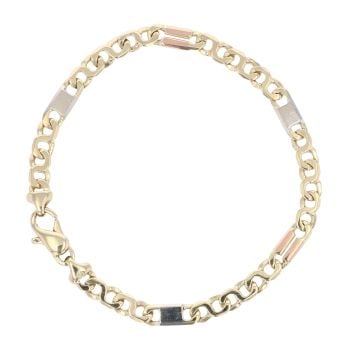 9ct Yellow White Rose Gold Fancy Bracelet 7.5"