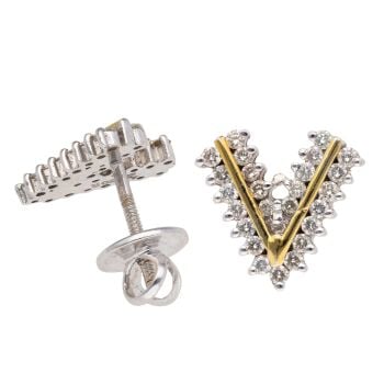 9ct Yellow and White Gold 1.00ct Diamond Wishbone Earrings