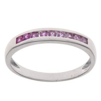 9ct White Gold Pink Sapphire Half Eternity Ring