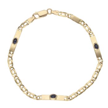 18ct Yellow Gold Sapphire Fancy Bracelet 7"