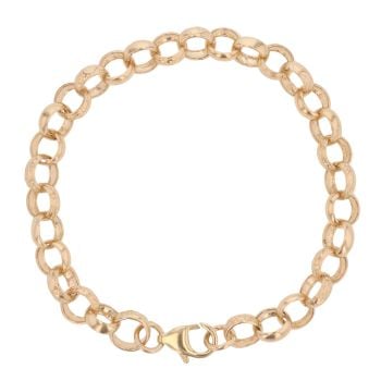 9ct Yellow Gold Patterned And Plain Belcher Bracelet 7.5"