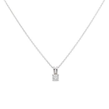 18ct White Gold 0.30ct Brilliant Cut Diamond Solitaire Pendant and Chain 18"